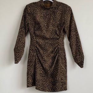 Zara animal print corduroy brown dress